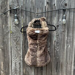 Restoration Hardware Brown Luxe Faux Fur Pet Vest Size Large